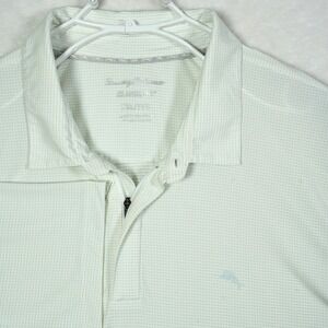 Tommy Bahama IslandZone Mens XXL Polo Shirt Light Green Quarter Zip Micro Dot